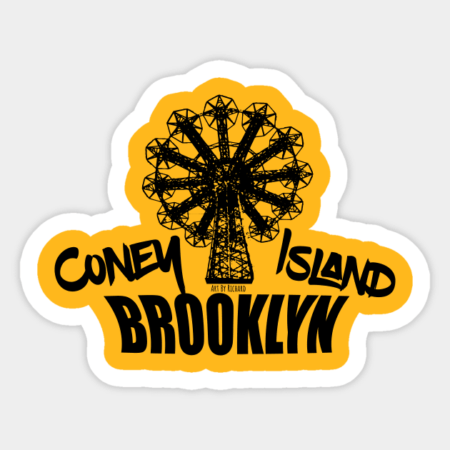 Coney Island Brooklyn Black ink Sticker by Richardramirez82